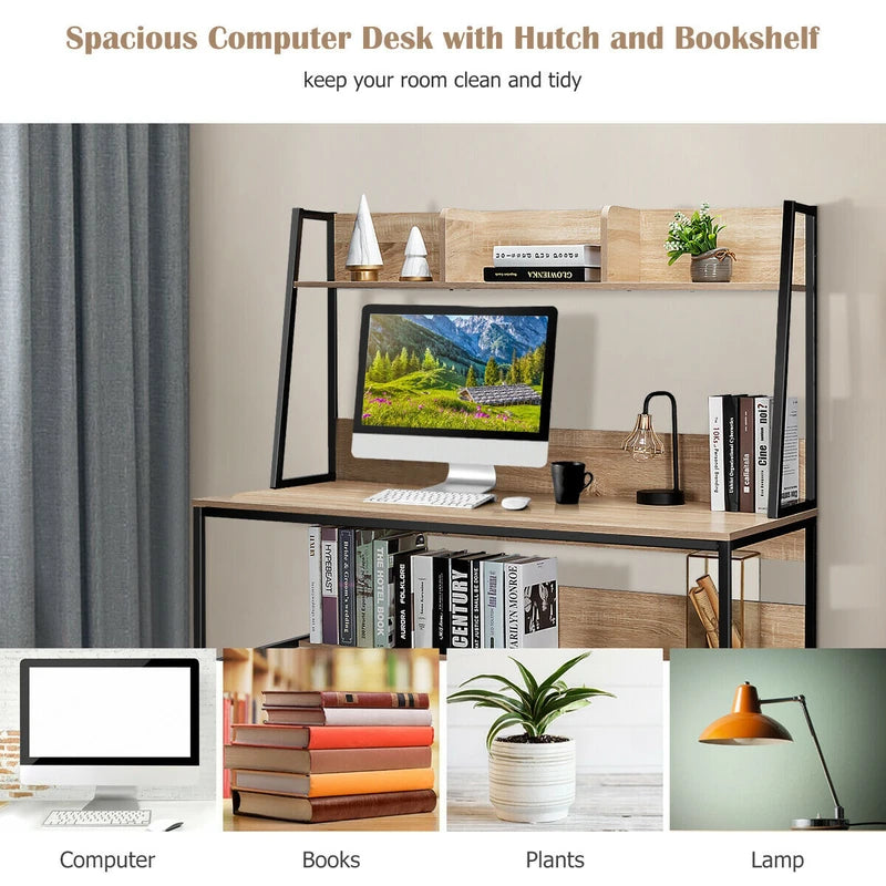 47-Inch Computer Desk Writing Study Table Workstation-Natural