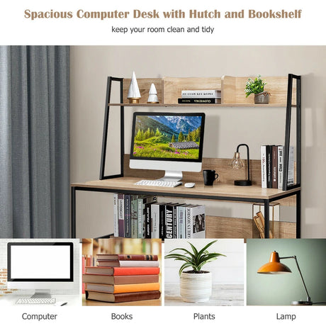47-Inch Computer Desk Writing Study Table Workstation-Natural