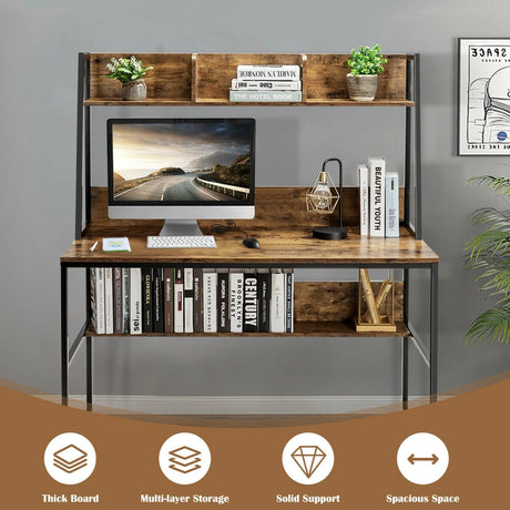 47-Inch Computer Desk Writing Study Table Workstation-Rustic Brown