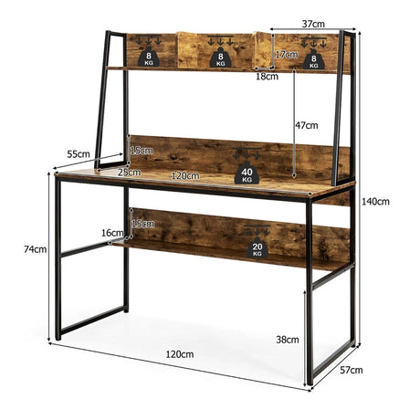47-Inch Computer Desk Writing Study Table Workstation-Rustic Brown