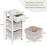 Wooden Morden Nightstand with 2 Wicker Rattan Drawers