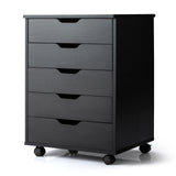 Versatile Storage Cabinet with Wheels for Home Office-Black