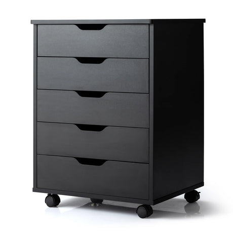 Versatile Storage Cabinet with Wheels for Home Office-Black