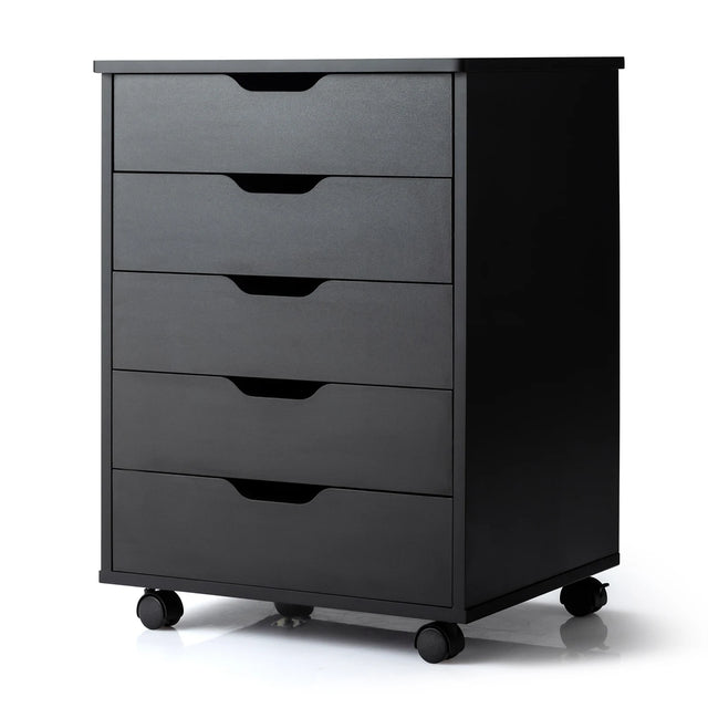 Versatile Storage Cabinet with Wheels for Home Office-Black