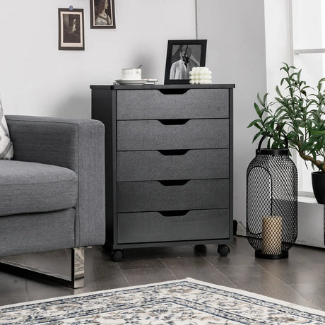 Versatile Storage Cabinet with Wheels for Home Office-Black