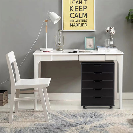 Versatile Storage Cabinet with Wheels for Home Office-Black