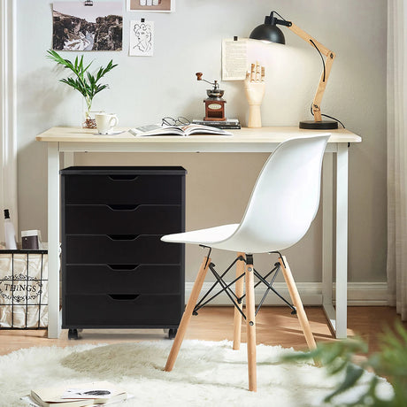 Versatile Storage Cabinet with Wheels for Home Office-Black