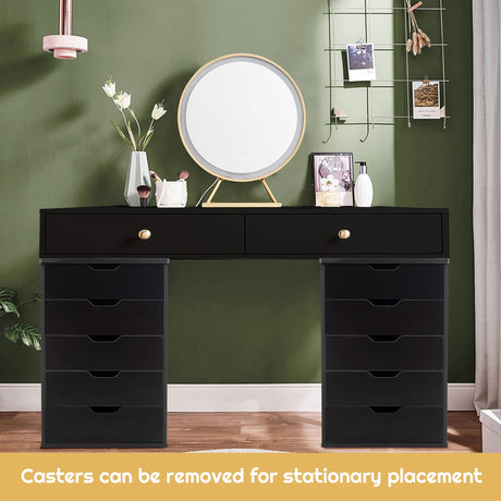 Versatile Storage Cabinet with Wheels for Home Office-Black
