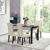 Set of 2 Tufted Dining Chair with Rubber Wooden Leg-Beige