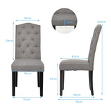Set of 2 Tufted Dining Chair with Rubber Wooden Leg-Grey