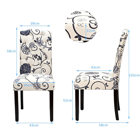Set of 2 Tufted Dining Chair with Rubber Wooden Leg