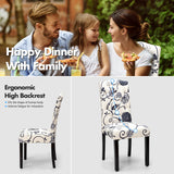 Set of 2 Tufted Dining Chair with Rubber Wooden Leg