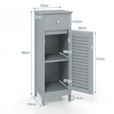 Woodern Bathroom Floor Storage Cabinet with Drawer and Shutter Door-Gray