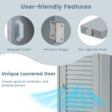 Woodern Bathroom Floor Storage Cabinet with Drawer and Shutter Door-Gray