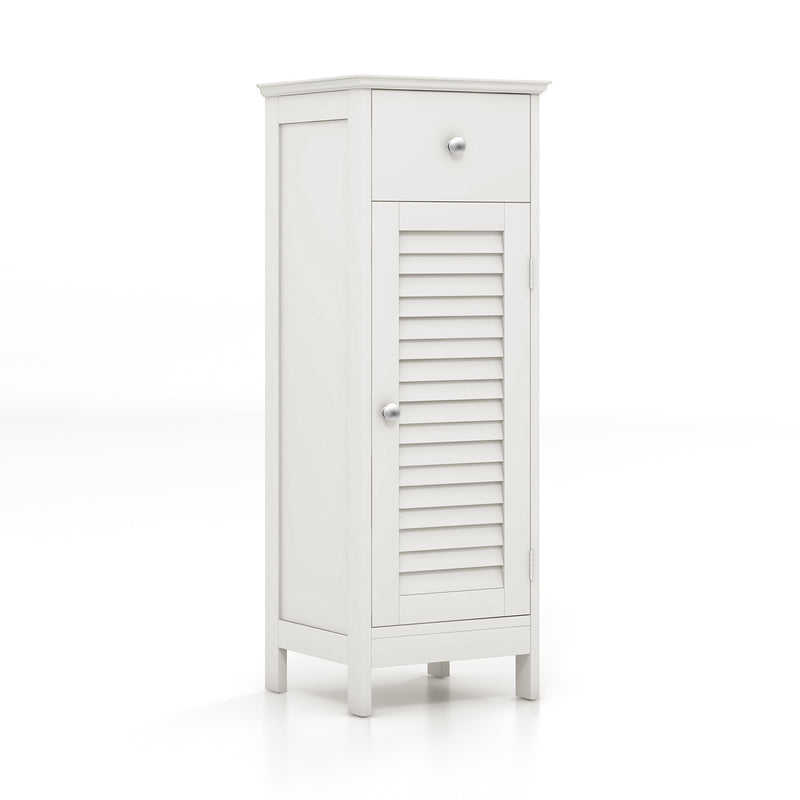 Freestanding Storage Organizer Unit with Adjustable Shelf for Entryway-White
