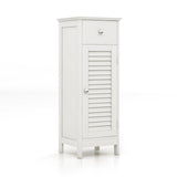 Freestanding Storage Organizer Unit with Adjustable Shelf for Entryway-White