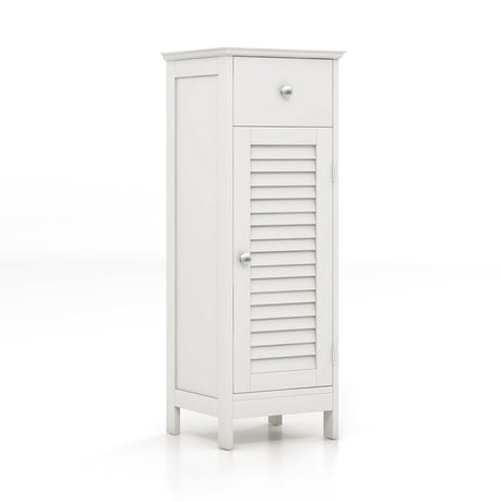 Freestanding Storage Organizer Unit with Adjustable Shelf for Entryway-White