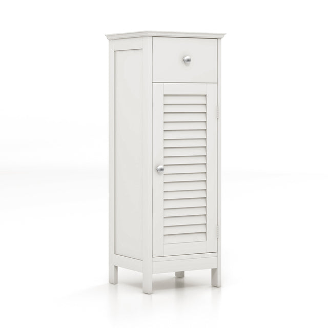 Freestanding Storage Organizer Unit with Adjustable Shelf for Entryway-White