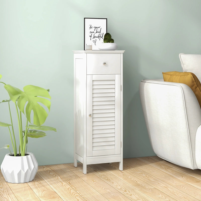Freestanding Storage Organizer Unit with Adjustable Shelf for Entryway-White