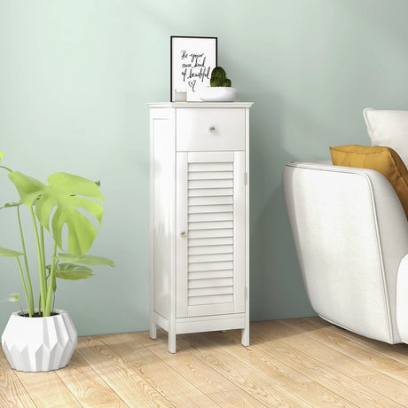 Freestanding Storage Organizer Unit with Adjustable Shelf for Entryway-White
