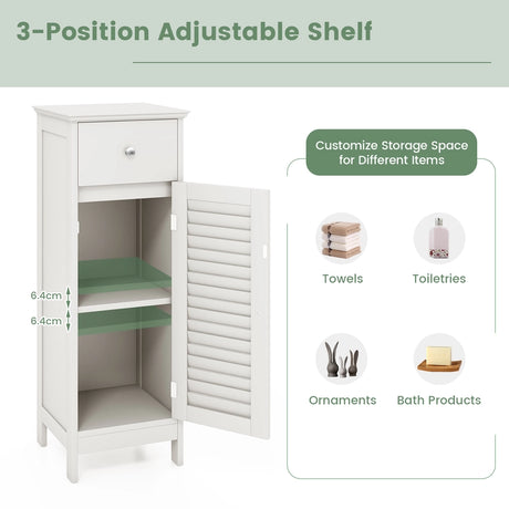 Freestanding Storage Organizer Unit with Adjustable Shelf for Entryway-White