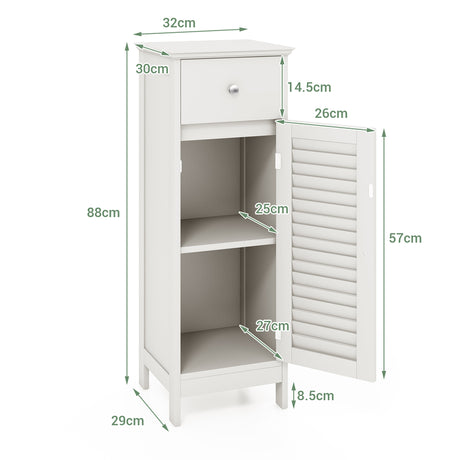 Freestanding Storage Organizer Unit with Adjustable Shelf for Entryway-White