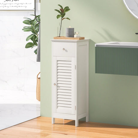 Freestanding Storage Organizer Unit with Adjustable Shelf for Entryway-White