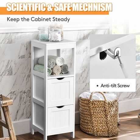 Freestanding Bathroom Floor Cabinet with 2 Removable Drawers