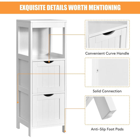 Freestanding Bathroom Floor Cabinet with 2 Removable Drawers