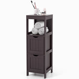 Wooden Bathroom Floor Cabinet with Removable Drawers-Brown