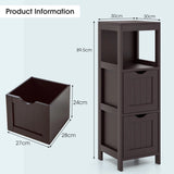 Wooden Bathroom Floor Cabinet with Removable Drawers-Brown