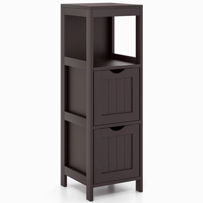 Wooden Bathroom Floor Cabinet with Removable Drawers-Brown