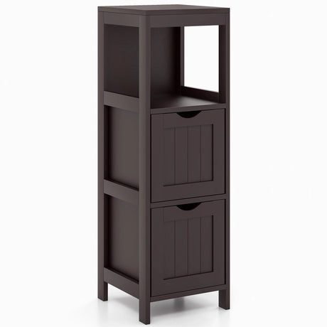 Wooden Bathroom Floor Cabinet with Removable Drawers-Brown
