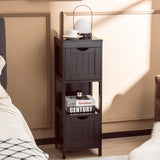 Wooden Bathroom Floor Cabinet with Removable Drawers-Brown