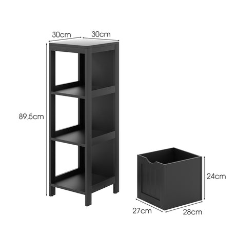 Wooden Bathroom Floor Cabinet with Removable Drawers-Black