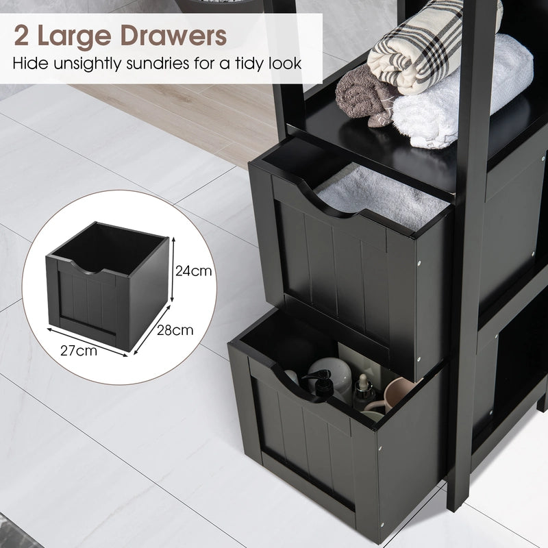 Wooden Bathroom Floor Cabinet with Removable Drawers-Black