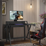 X- Shaped Ergonomic Gaming Computer Desk with Cup Holder and Monitor Riser