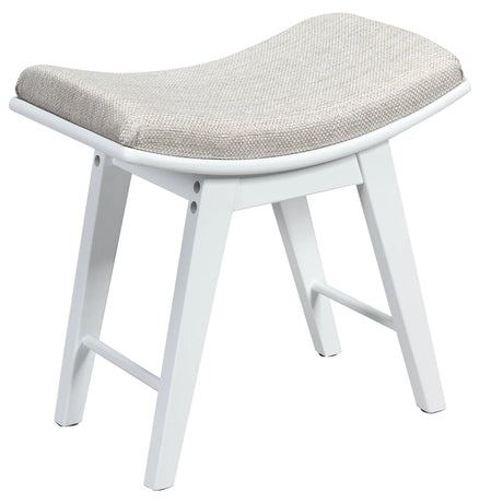 Modern Dressing Makeup Stool with Concave Seat Rubberwood Legs-White