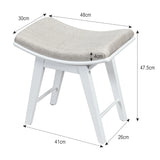 Modern Dressing Makeup Stool with Concave Seat Rubberwood Legs-White