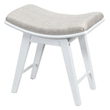 Modern Dressing Makeup Stool with Concave Seat Rubberwood Legs-White
