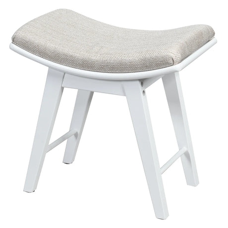Modern Dressing Makeup Stool with Concave Seat Rubberwood Legs-White