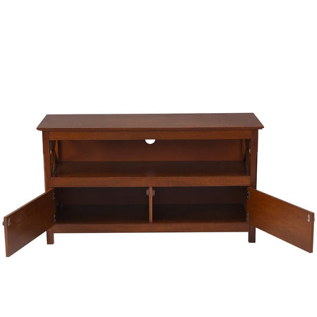 Media Console Cabinet with Cable Management Hole for Living Room-Brown