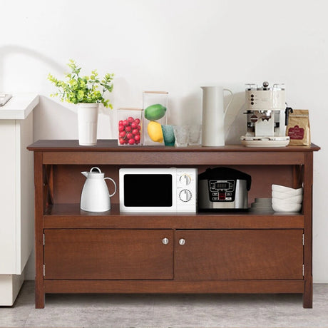 Media Console Cabinet with Cable Management Hole for Living Room-Brown