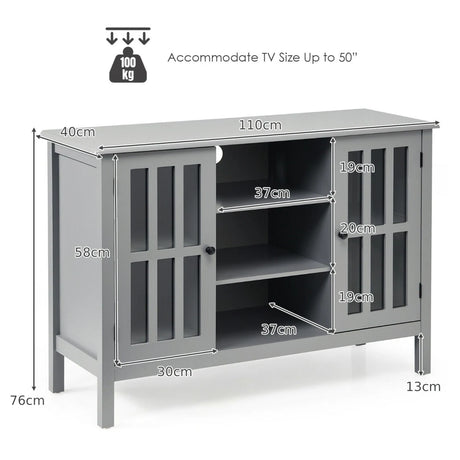 Wooden TV Stand Console Cabinet for 50 Inch TV-Gray