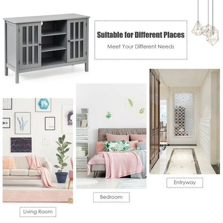 Wooden TV Stand Console Cabinet for 50 Inch TV-Gray
