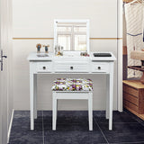 Dressing Table Stool Set with Flip Top Mirror & Storage Drawer