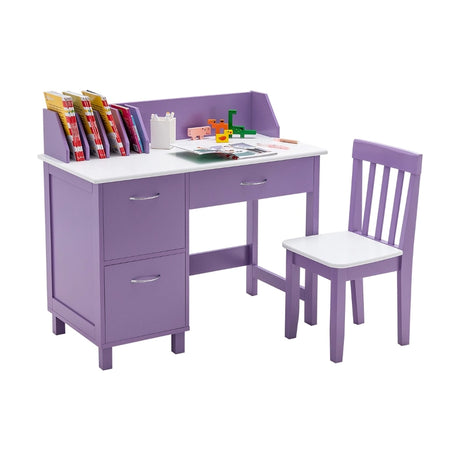 Kids Learning Desk &amp; Chair Set  for Bedroom &amp; Study Room-Purple