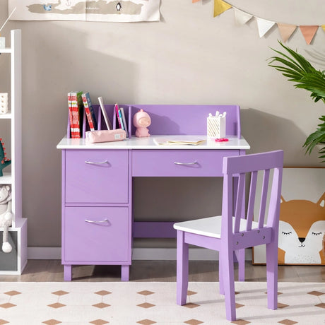 Kids Learning Desk &amp; Chair Set  for Bedroom &amp; Study Room-Purple