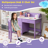 Kids Learning Desk &amp; Chair Set  for Bedroom &amp; Study Room-Purple