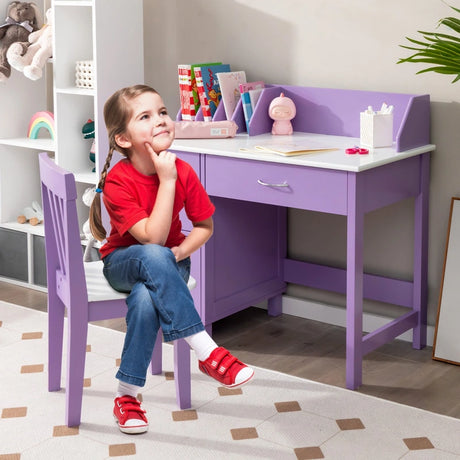 Kids Learning Desk &amp; Chair Set  for Bedroom &amp; Study Room-Purple